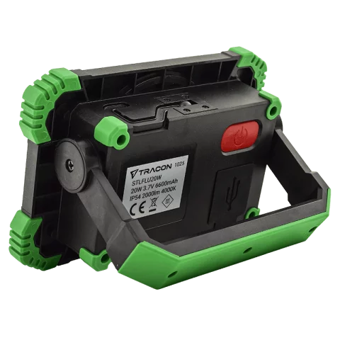 LED Reflektor Hordozható Tölthető Akkumulátoros 20W 4000K Power Bank Tracon STLFLU20W