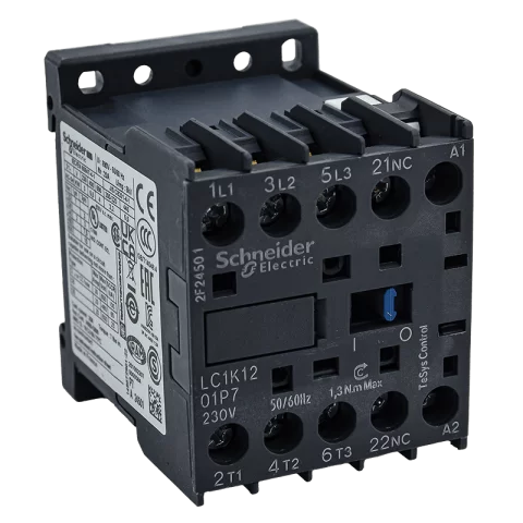Schneider Mágneskapcsoló 12A 5,5kW 3 záró + 1 nyitó 230V AC 50/60 Hz LC1K1201P7