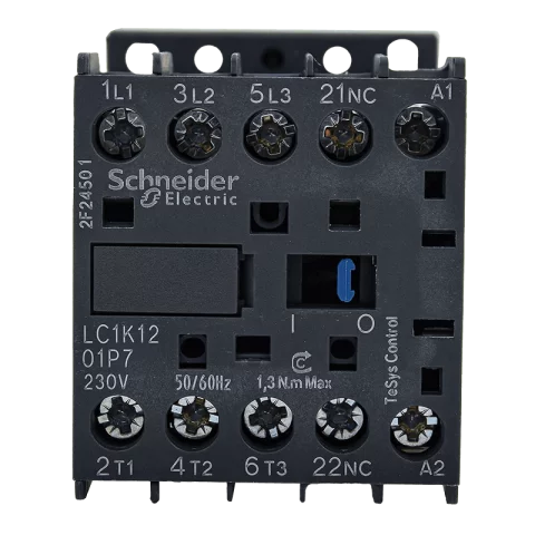 Schneider Mágneskapcsoló 12A 5,5kW 3 záró + 1 nyitó 230V AC 50/60 Hz LC1K1201P7