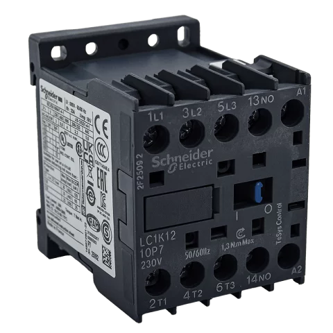 Schneider Mágneskapcsoló 12A 5,5kW 3 záró + 1 záró 230V AC 50/60 Hz LC1K1210P7