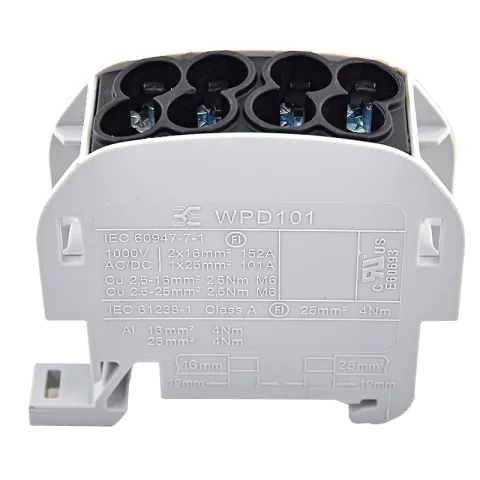 Fővezetéki leágazó sorkapocs 25 mm2 Fekete 1000V DC 2x25/2x16 BK Weidmüller WPD 101