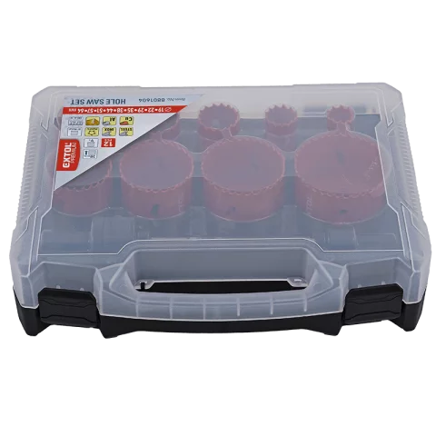 Körkivágó készlet 13db-os 19-64mm HSS Bi-metál Műanyag, fa, gipszkarton, ALU, réz Extol Premium