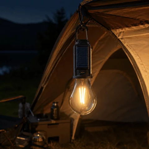 Napelemes Solar LED Lámpa Hordozható akasztós kemping lámpa meleg fehér USB-C Spectrum SLIO55011