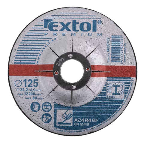 Flex sarokcsiszoló csiszolókorong 125×6,0×22,2mm Csiszoló korong acélhoz Extol Premium 8808702