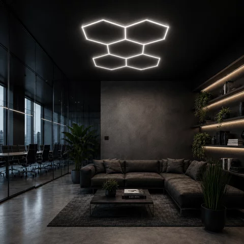 Hexagon LED lámpa rendszer 192W 5 HEX 6000K Komplett mennyezeti lámpa készlet 1580x2290mm Optonica