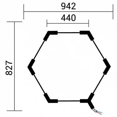 Hexagon LED lámpa rendszer 42W 1 HEX 6000K Komplett mennyezeti lámpa készlet 790x920mm Optonica