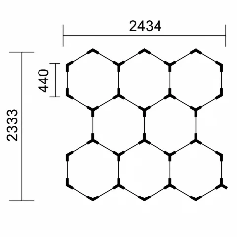 Hexagon LED lámpa rendszer 280W 8 HEX 6000K Komplett mennyezeti lámpa készlet 2370x2290mm Optonica