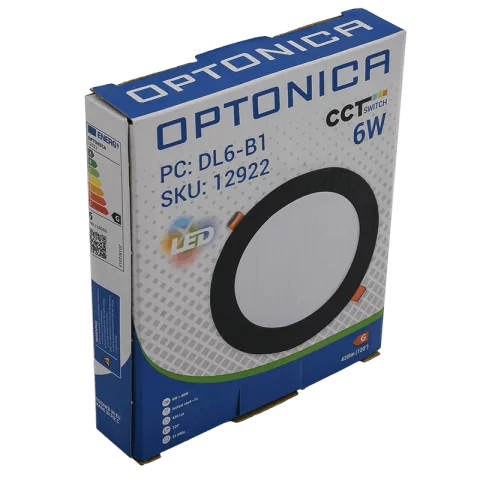 LED Panel Mennyezeti Beépíthető 6W CCT Állítható Színhőmérséklet Kerek Fekete 420lm Optonica 12922