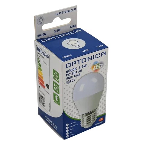 E27 LED Izzó 3,5W 6000K hideg fehér kisgömb G45 300lm Optonica 1344