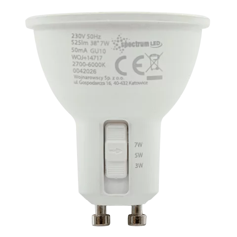 GU10 LED Spot Izzó 3/5/7W CCT Állítható színhőmérséklet 38° 300/500/650lm Spectrum WOJ14717