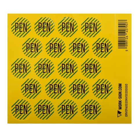 Figyelmeztető Matrica Öntapadós "PEN" 20x20mm 20 db/ív
