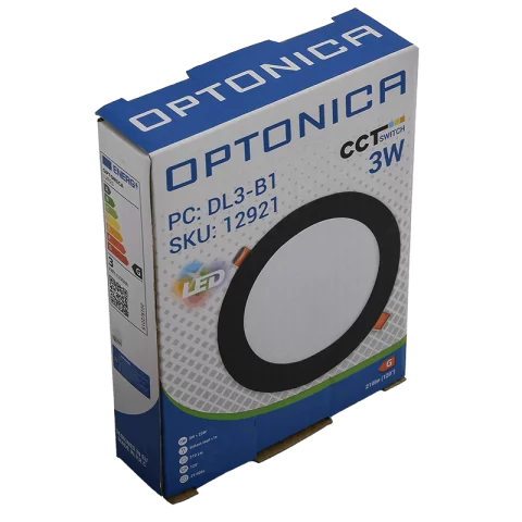 LED Panel Mennyezeti Beépíthető 3W CCT Állítható Színhőmérséklet Kerek Fekete 210lm Optonica 12921