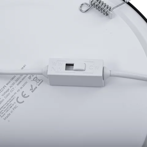 LED Panel Mennyezeti Beépíthető 18W CCT Állítható Színhőmérséklet Kerek Fekete 1260lm Optonica 12924
