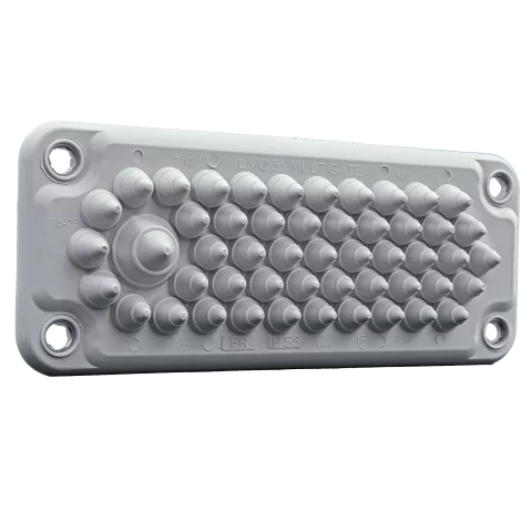 Kábelbevezető 222x92x30mm Kábelkivezető elosztószekrényekhez 51db kábelhez IP55 szürke Tracon