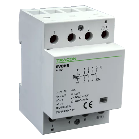 Mágneskapcsoló kontaktor 40A 230V 4NO (záró) AC 50/60 Hz Tracon EVOHK4-40