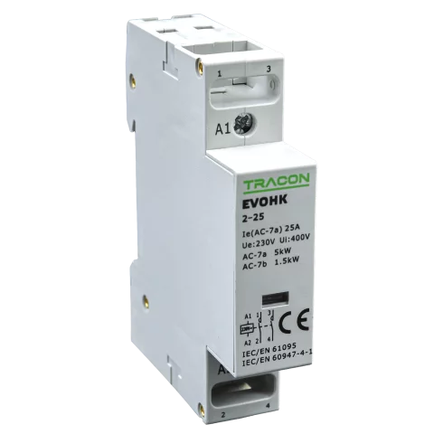 Installációs kontaktor 25A 230V 2NO (záró) AC 50Hz Tracon EVOHK2-25