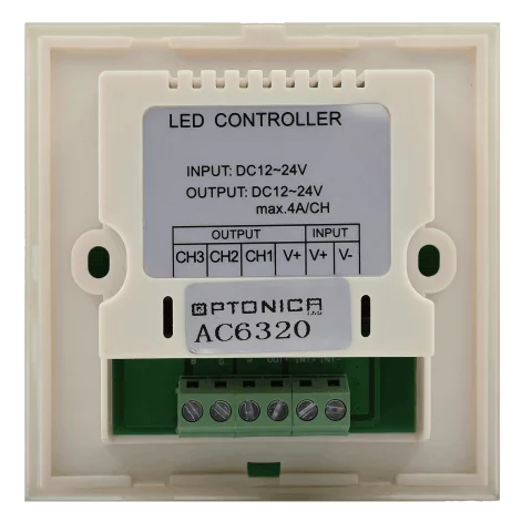Led Szalag Vezérlő Mono 1 színű led szalaghoz Beépíthető fali kapcsoló Fehér Optonica AC6320