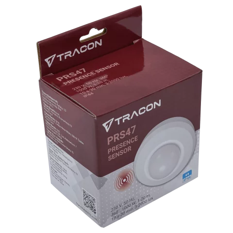 Jelenlétérzékelő Mennyezeti Beépíthető és Falon kívüli 360° IP44 Tracon PRS47