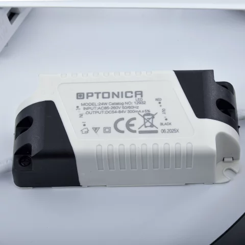 LED Panel Mennyezeti Falon kívüli 24W CCT Állítható Színhőmérséklet Kerek Fekete 1680lm Optonica