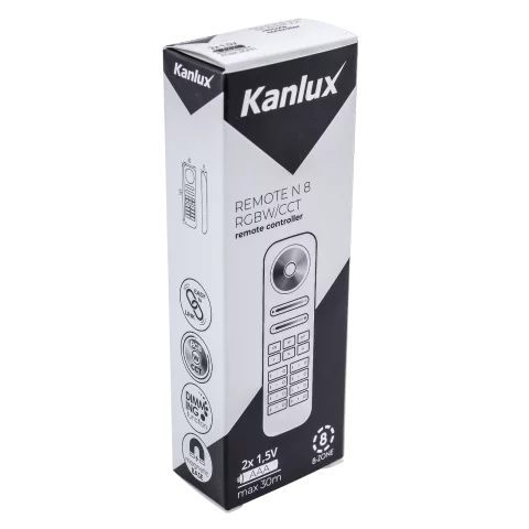 Távirányító RGBW CCT Led szalaghoz 8 zónás Fehér zónavezérlő RF Kanlux REMOTE N 8 RGB/CCT-W