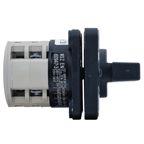 Beépíthető Tűzeseti főkapcsoló 3P 25A 0-1 Előlapra építhető kapcsoló 48x48mm Tracon TK-206/3