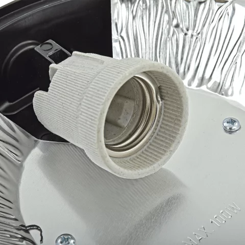 Hajólámpa E27 100W IP44 műanyag házas fekete kerek Rácsos hajólámpa Anco 321188