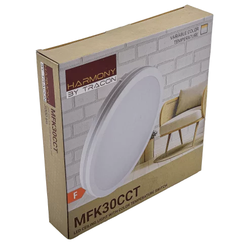 Mennyezeti lámpa LED 30W CCT 3000-6000K Állítható színhőmérséklet IP65 Fehér Tracon MFK30CCT