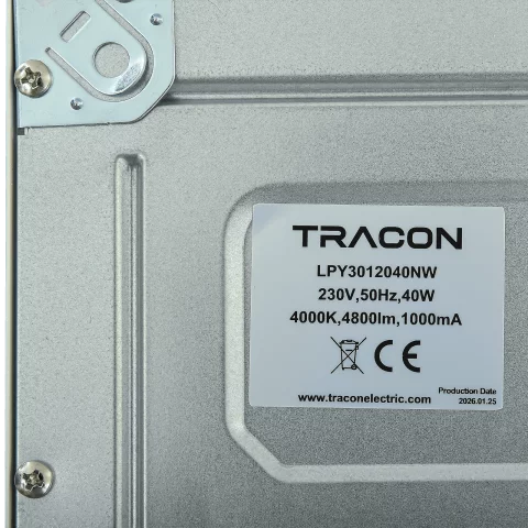 LED Panel Mennyezeti Beépíthető 120x30 40W 4000K Természetes fehér 4800lm 10mm URG19 Tracon