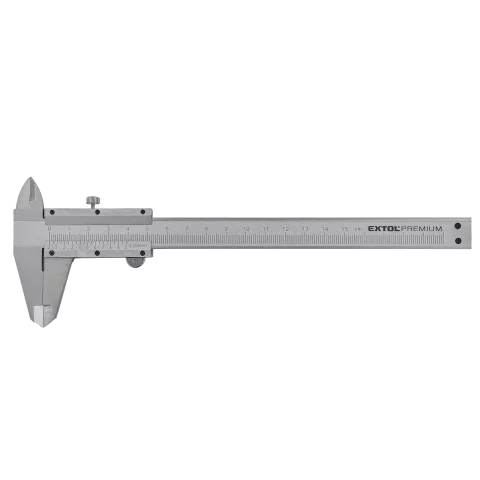 Tolómérő 150mm INOX Nóniuszos tolómérő mélységmérővel 0,05 felbontással Extol Premium 3425