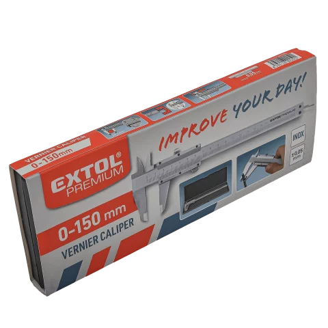 Tolómérő 150mm INOX Nóniuszos tolómérő mélységmérővel 0,05 felbontással Extol Premium 3425