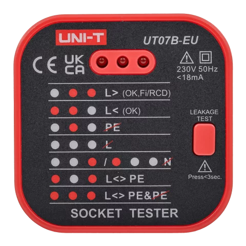 Konnektor teszter 230V-os AC dugalj műszer Vezeték tesztelő UNI-T UT07B