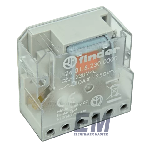 Finder kompakt impulzusrelé 1(NO) záró érintkező 10A 230V Léptető relé 26.01.8.230.0000