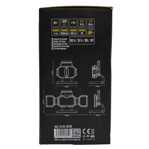 LED Reflektor Hordozható Tölthető Akkumulátoros 30W 4000K 3000lm Állvány-kézi lámpa Nedes WL25R