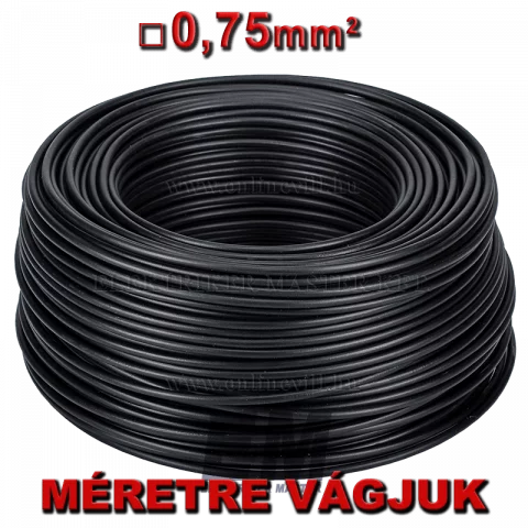 MCU 0,75 vezeték (H05V-U) tömör réz kábel elektromos villanyvezeték fekete (200m)