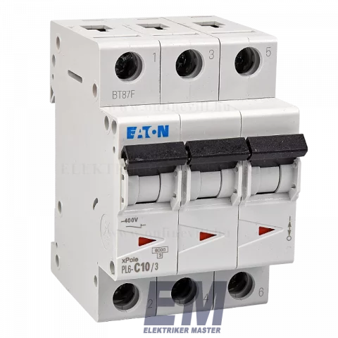 EATON kismegszakító 3P C 10A 6kA PL6-C10/3 286599