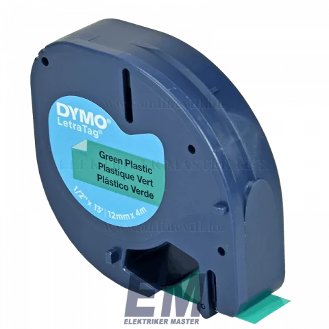 Feliratozógép Dymo szalag LetraTag 12mm x 4m címke nyomtató szalag műanyag zöld S0721640