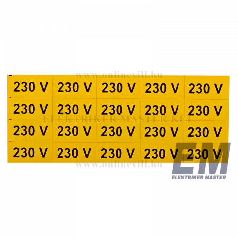 Matrica 20x10mm "230V" (20db)