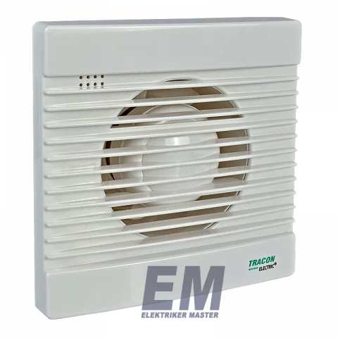 Elszívó Ventilátor 100 mm 15W Időzítős Golyóscsapágyas Visszacsapó Szeleppel Fehér Tracon VF100-BTS