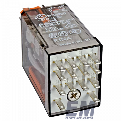 Finder Miniatűr dugaszolható ipari relé 4 váltó érintkezős 12V AC 7A 55.34.8.012.0040