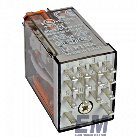 Finder Miniatűr dugaszolható ipari relé 4 váltó érintkezős 24V AC 7A 55.34.8.024.0040