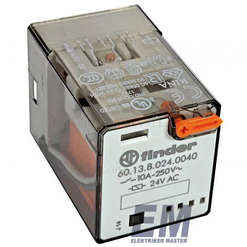 Finder Miniatűr dugaszolható ipari relé 3 váltó érintkezős 11 lábú 24V AC 10A