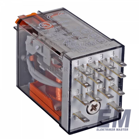 Finder Miniatűr dugaszolható ipari relé 4 váltóérintkezős 230V AC 7A 55.34.8.230.0040