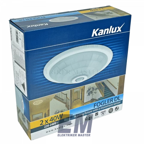 Mennyezeti lámpa mozgásérzékelővel 2xE27 (Max.2x40W) Kanlux Fogler DL-240O