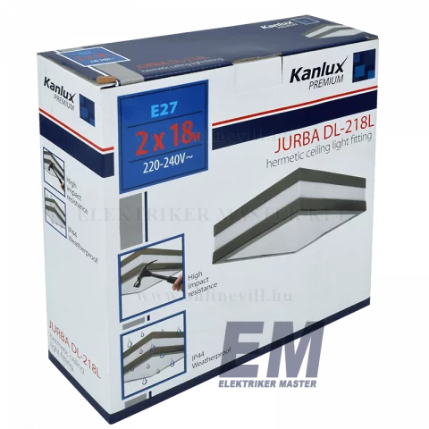 Mennyezeti lámpa E27 2x18W IP44 Kanlux Jurba DL-218L 8981