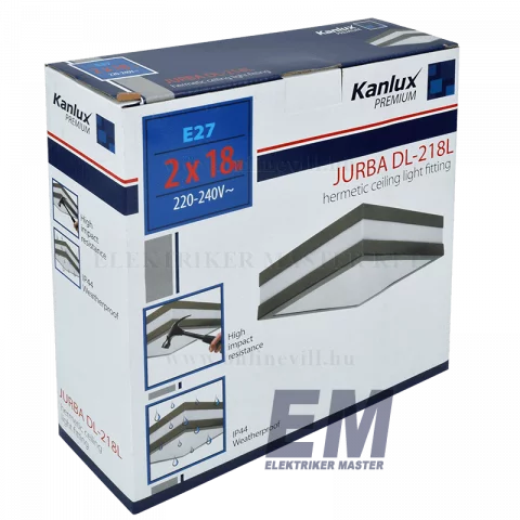 Mennyezeti lámpa 2xE27 18W IP44 Kanlux Jurba DL-218L 8981