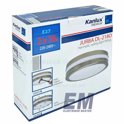 Mennyezeti lámpa E27 2x18W Ip44 Kanlux Jurba DL-218O
