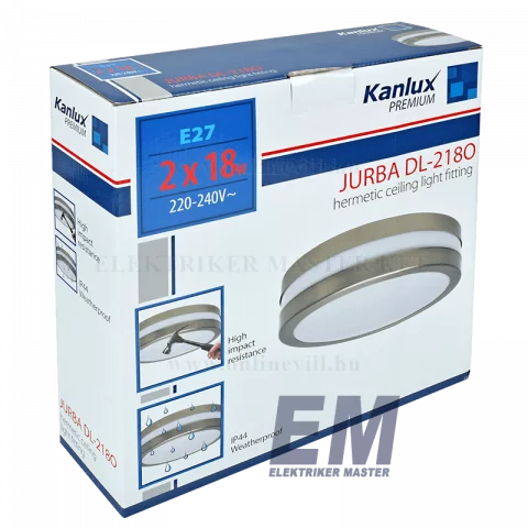 Mennyezeti lámpa 2xE27 (Max.2x18W) IP44 Kanlux Jurba DL-218O