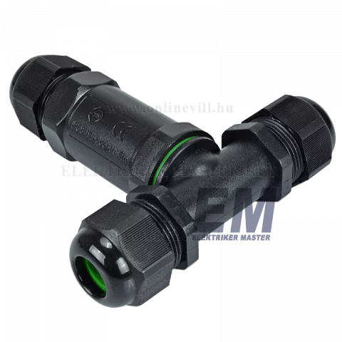 Kábel toldó tömszelencével T-elágazó idom 0,5-4mm2 5pólusú sorkapoccsal IP68 vízálló Tracon CST4-T