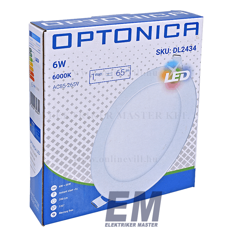 LED Panel Mennyezeti Beépíthető 6W 6000K Kerek Optonica DL2434