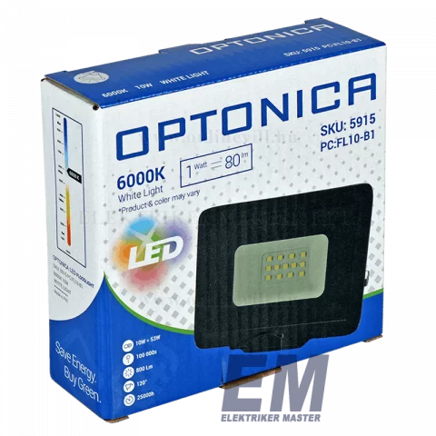 LED Reflektor 10W 6000K Fekete Optonica City Line2 FL5915